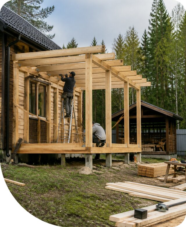Строительство пристроек и построек на участке в Сегеже