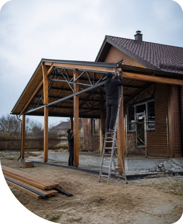 Пристройка навеса к дому и участку в Сегеже под ключ